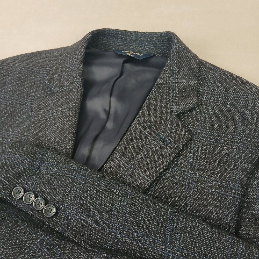 Joseph Feiss Hold 44L Mens Blazer Jacket‎ Plaid 22x33 Charcoal